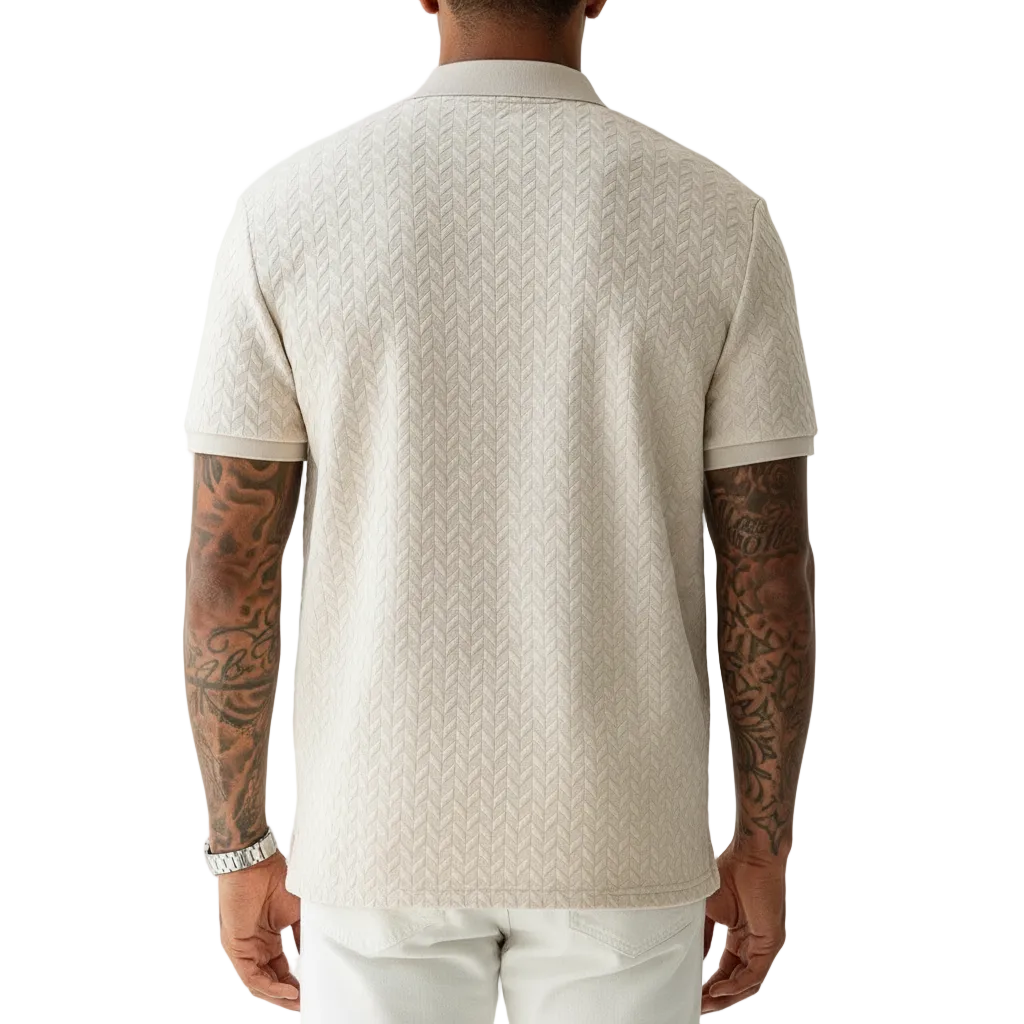 Mens Casual Short-sleeve Textured Polo Shirt Top 6