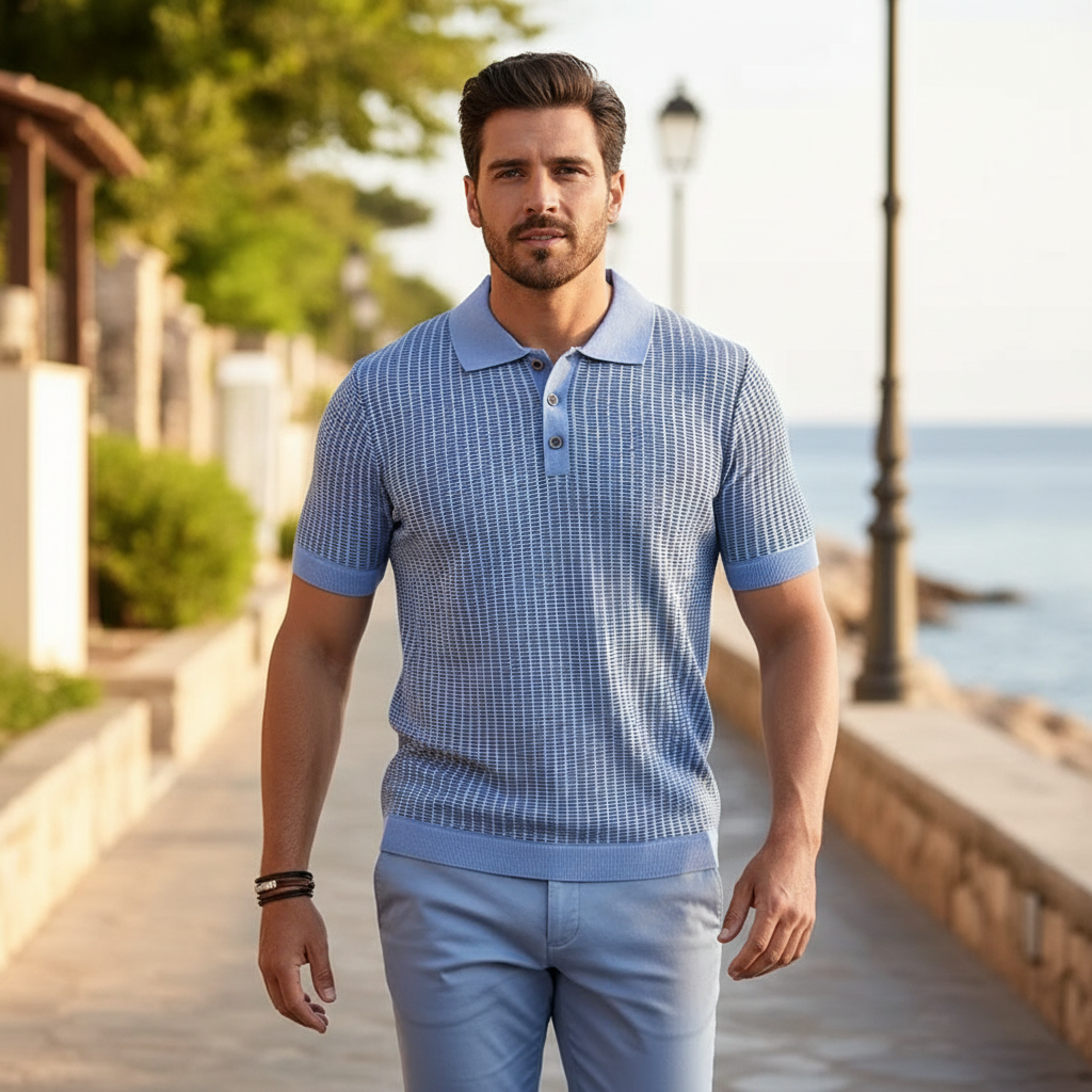 New Fashion Mens Knitted Polo Shirt Short-Sleeve 4