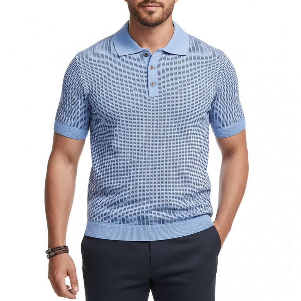 New Fashion Mens Knitted Polo Shirt Short-Sleeve 1