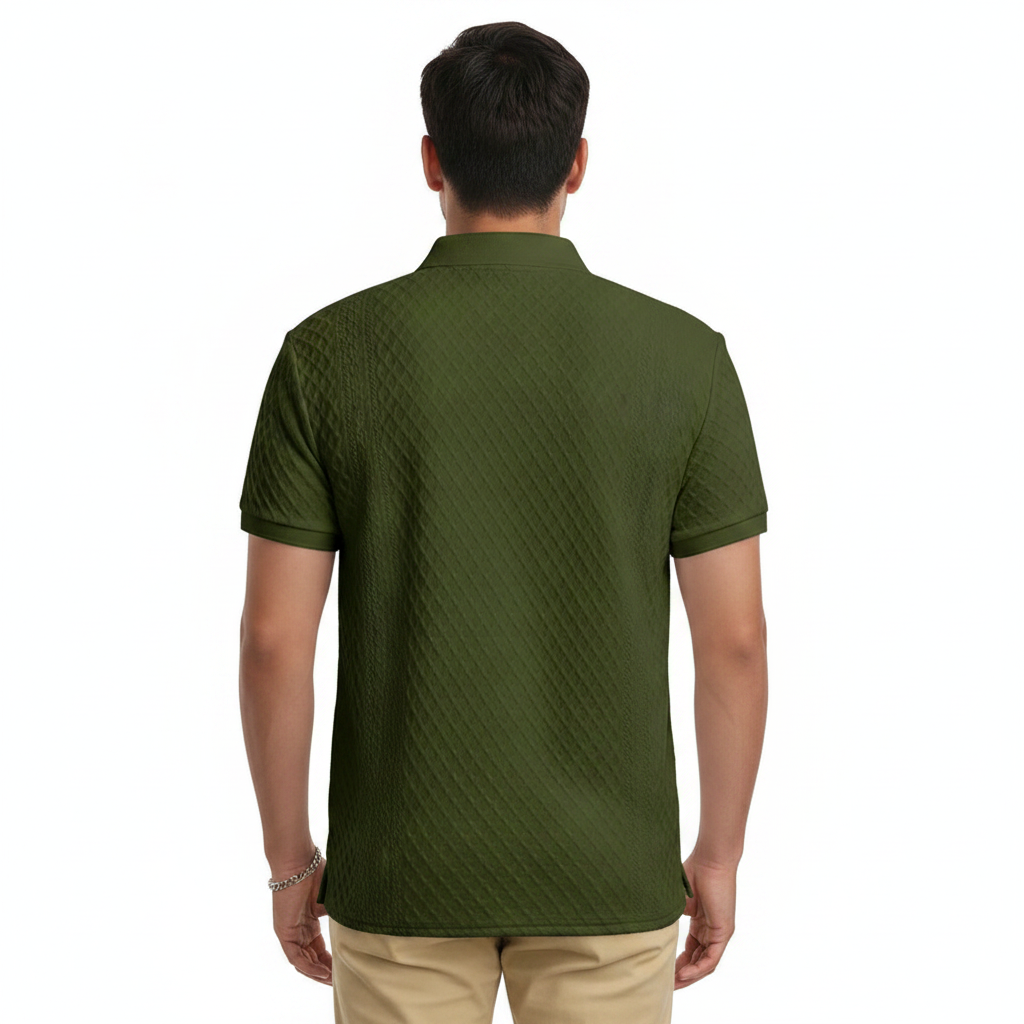 Mens Casual Jacquard Short-sleeve Polo T-shirt 6