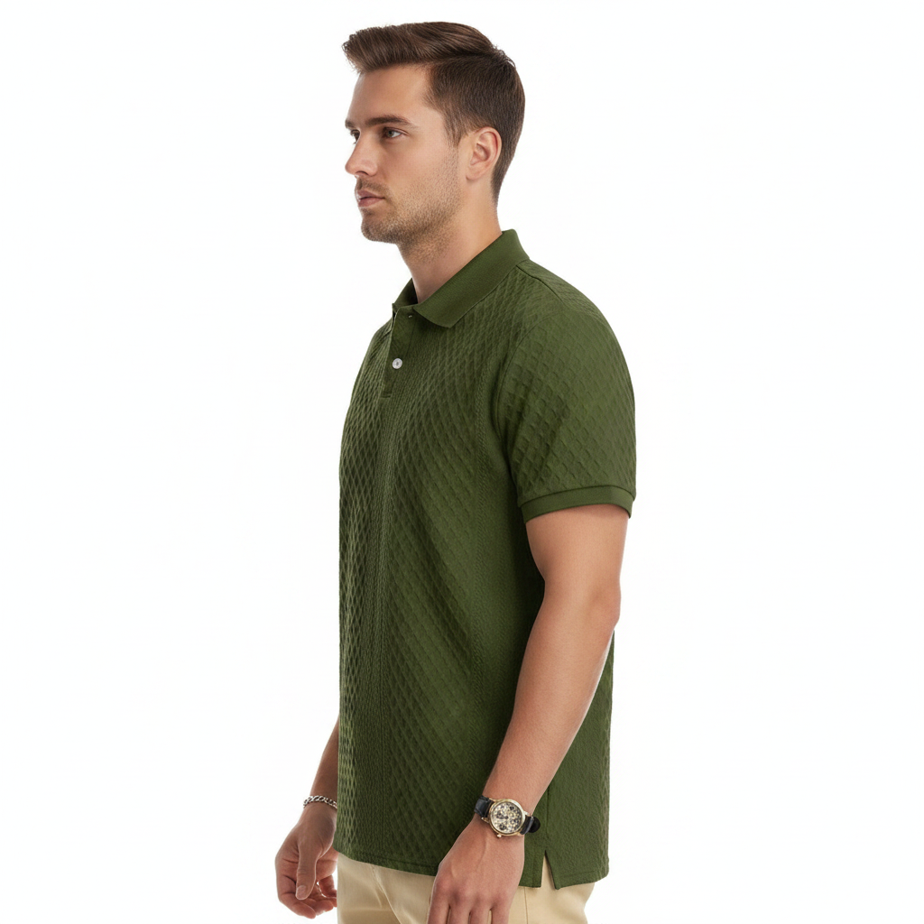 Mens Casual Jacquard Short-sleeve Polo T-shirt 7