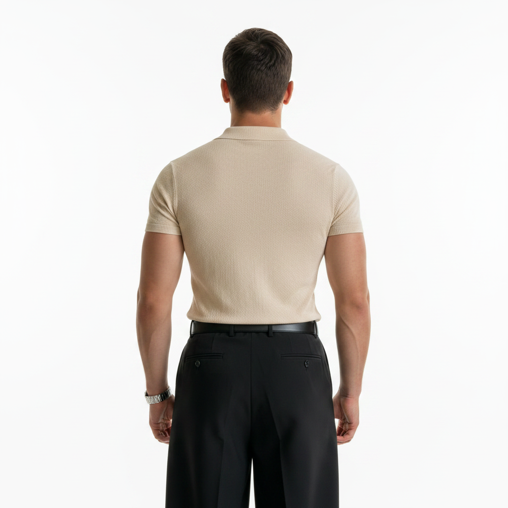 Mens Classic Knitted Short-sleeve Polo Shirt 8