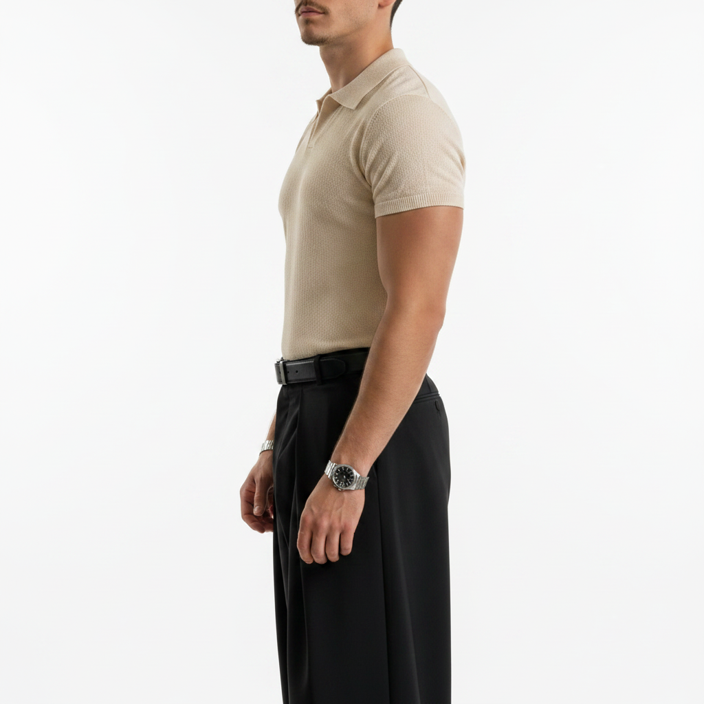 Mens Classic Knitted Short-sleeve Polo Shirt 9