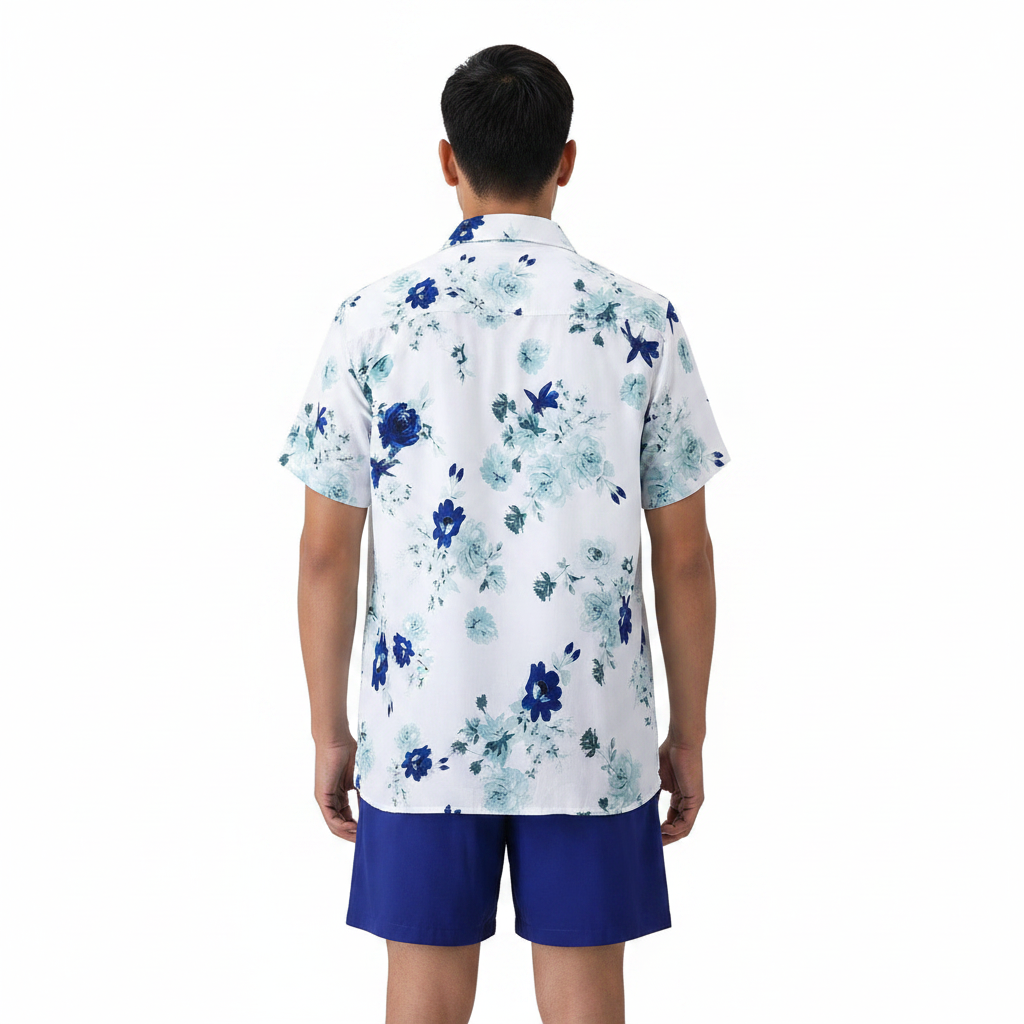 Men’s Summer Casual Wear Sleeve Button-Up Shirt Shorts Set 27