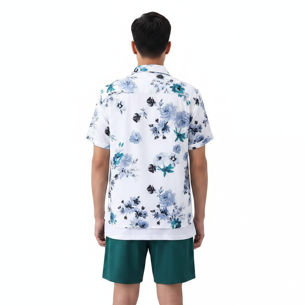 Men’s Summer Casual Wear Sleeve Button-Up Shirt Shorts Set 22
