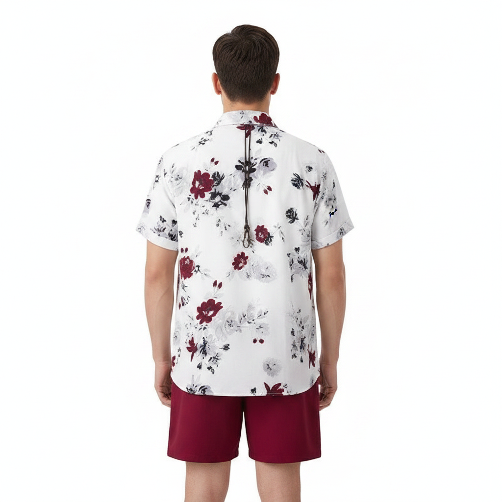 Men’s Summer Casual Wear Sleeve Button-Up Shirt Shorts Set 18