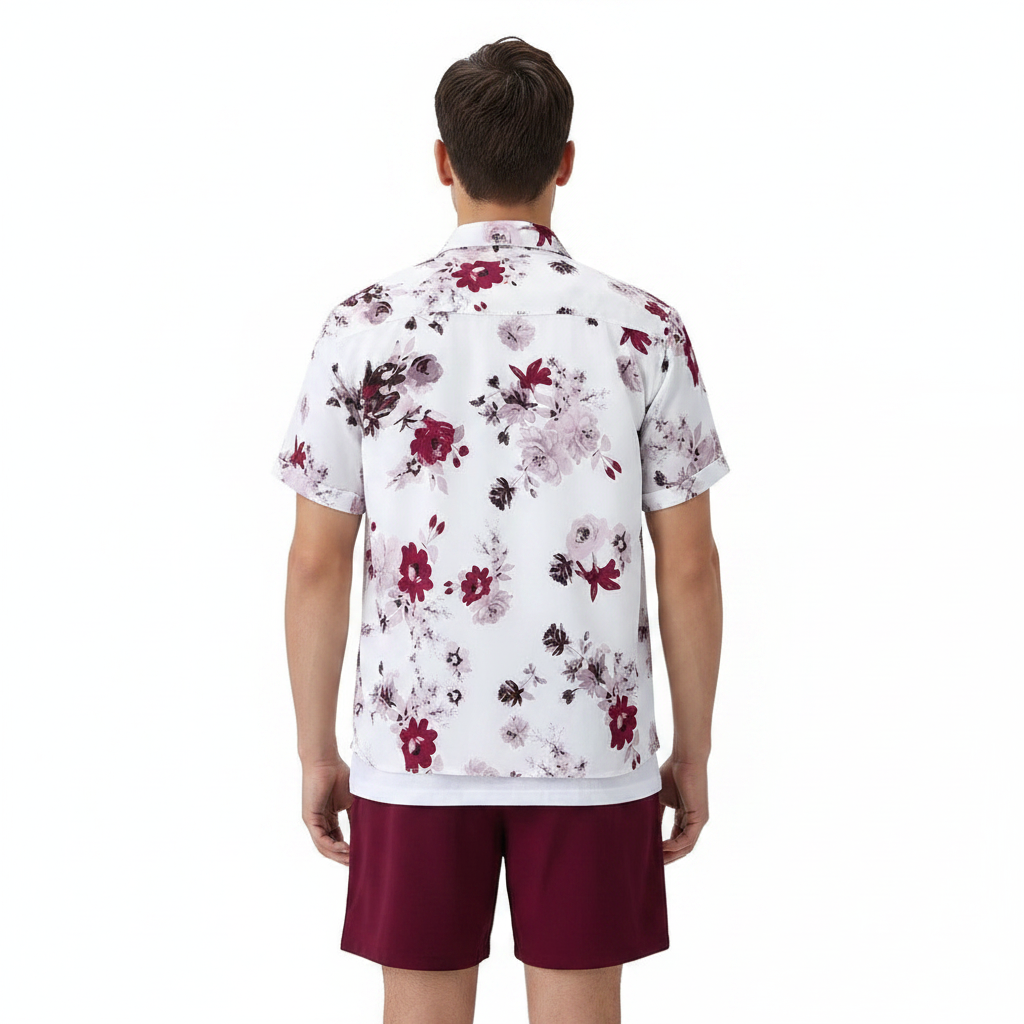 Men’s Summer Casual Wear Sleeve Button-Up Shirt Shorts Set 10