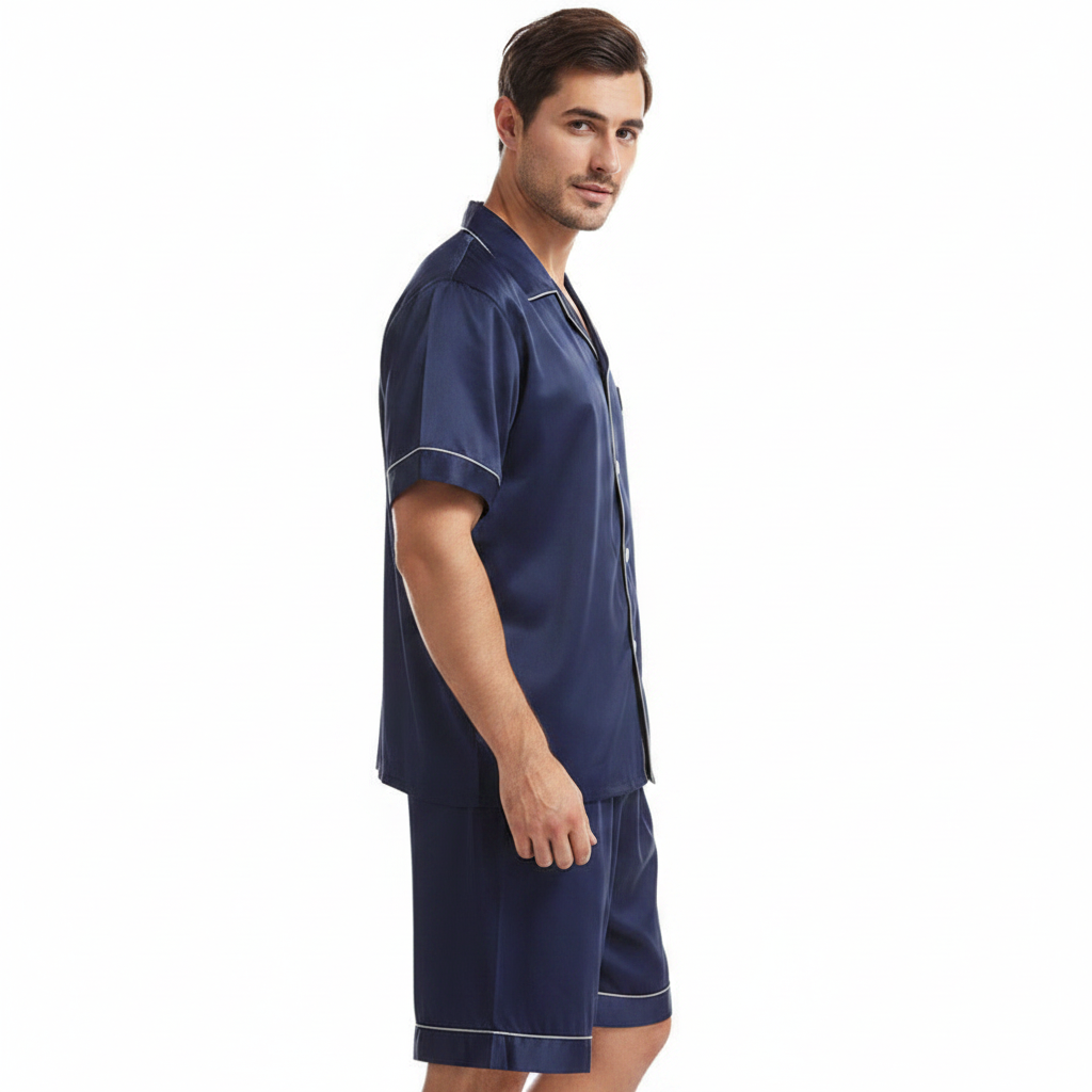 Men’s Slim Fit Short Sleeve T-Shirt and Shorts Set with White Stripe Sleeves 7