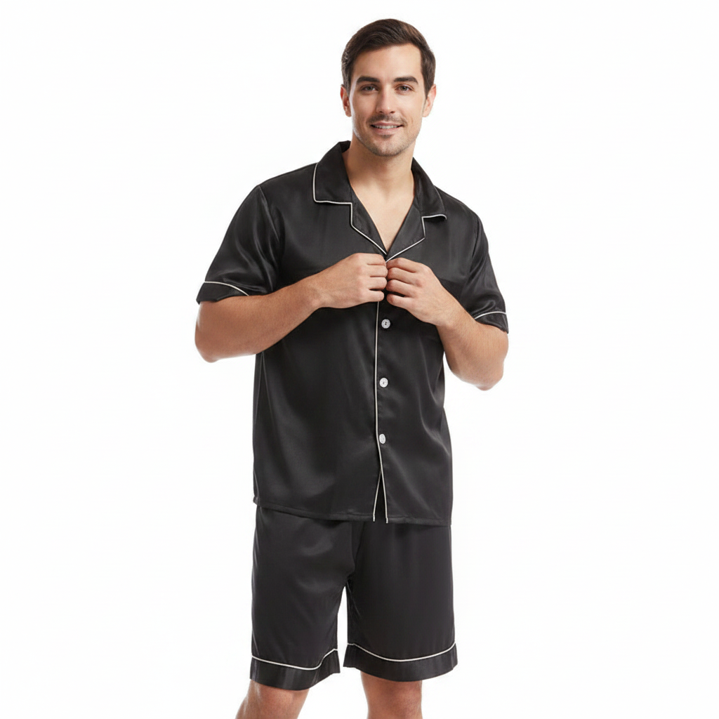 Men’s Slim Fit Short Sleeve T-Shirt and Shorts Set with White Stripe Sleeves 6
