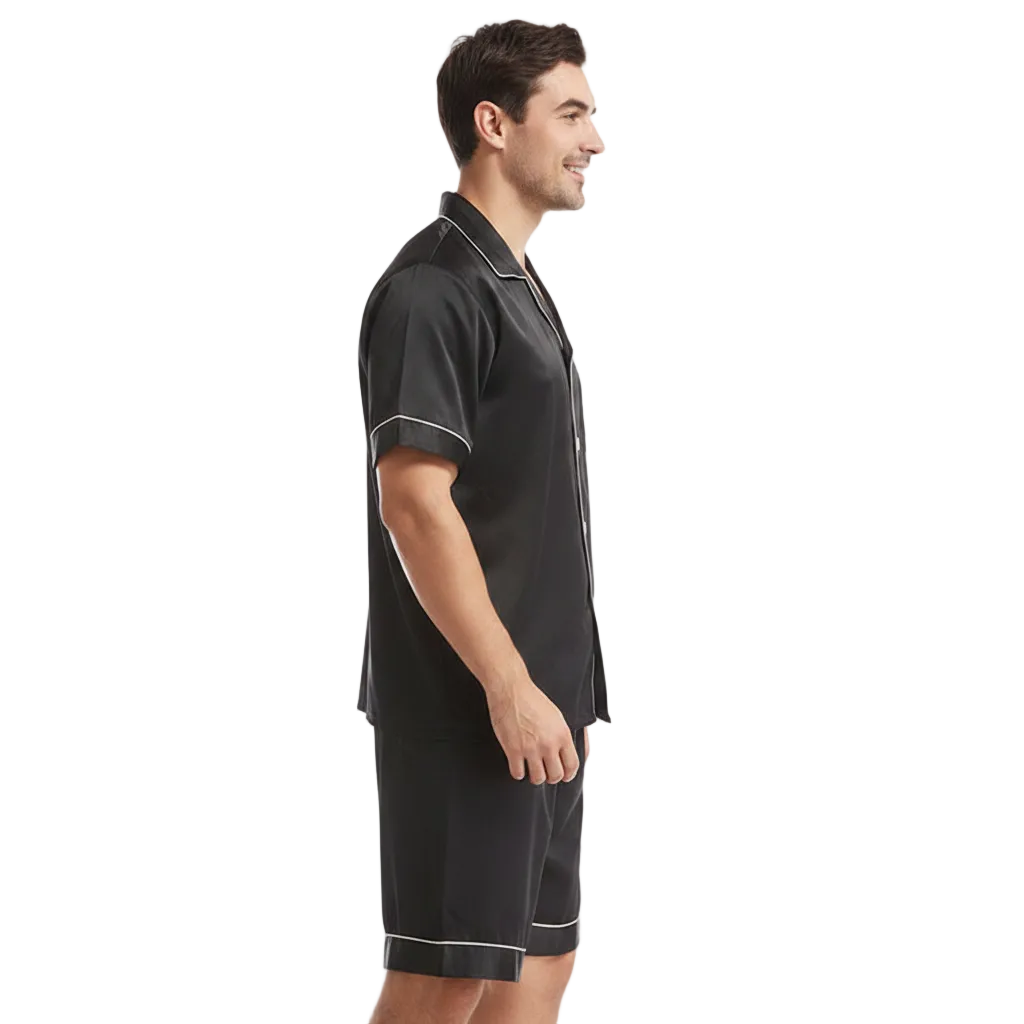 Men’s Slim Fit Short Sleeve T-Shirt and Shorts Set with White Stripe Sleeves 11