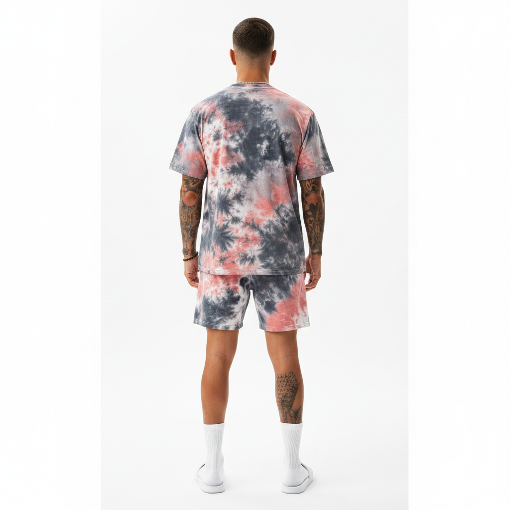 Men’s Slim Fit Short Sleeve T-Shirt and Shorts Set with White Stripe Detail 6
