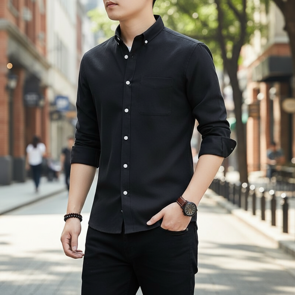 Men's Shirts Slim Fit Casual Long Sleeve Shirts Business Men 3