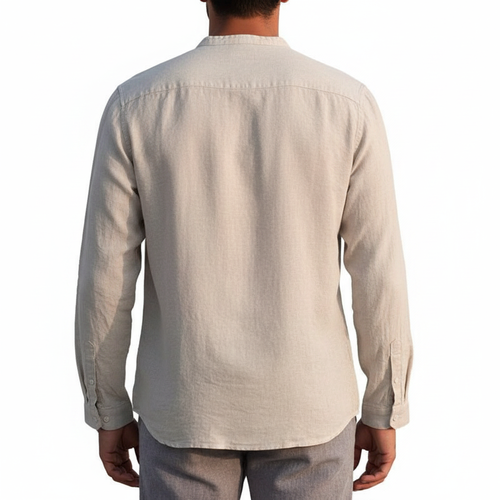 Men Vintage White Shirt Button Linen Shirts 7