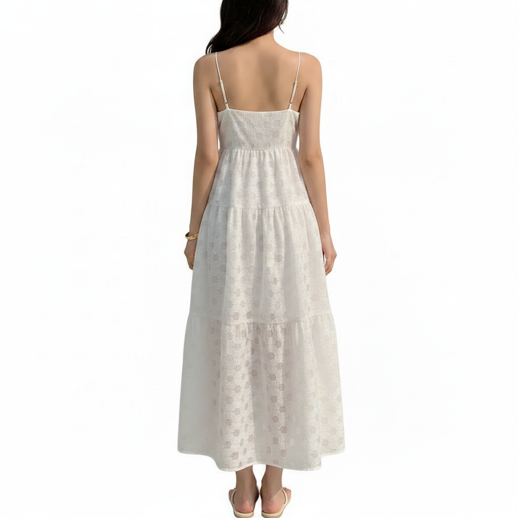Women's Textured Sleeveless Maxi Dress with Spaghetti Straps 7