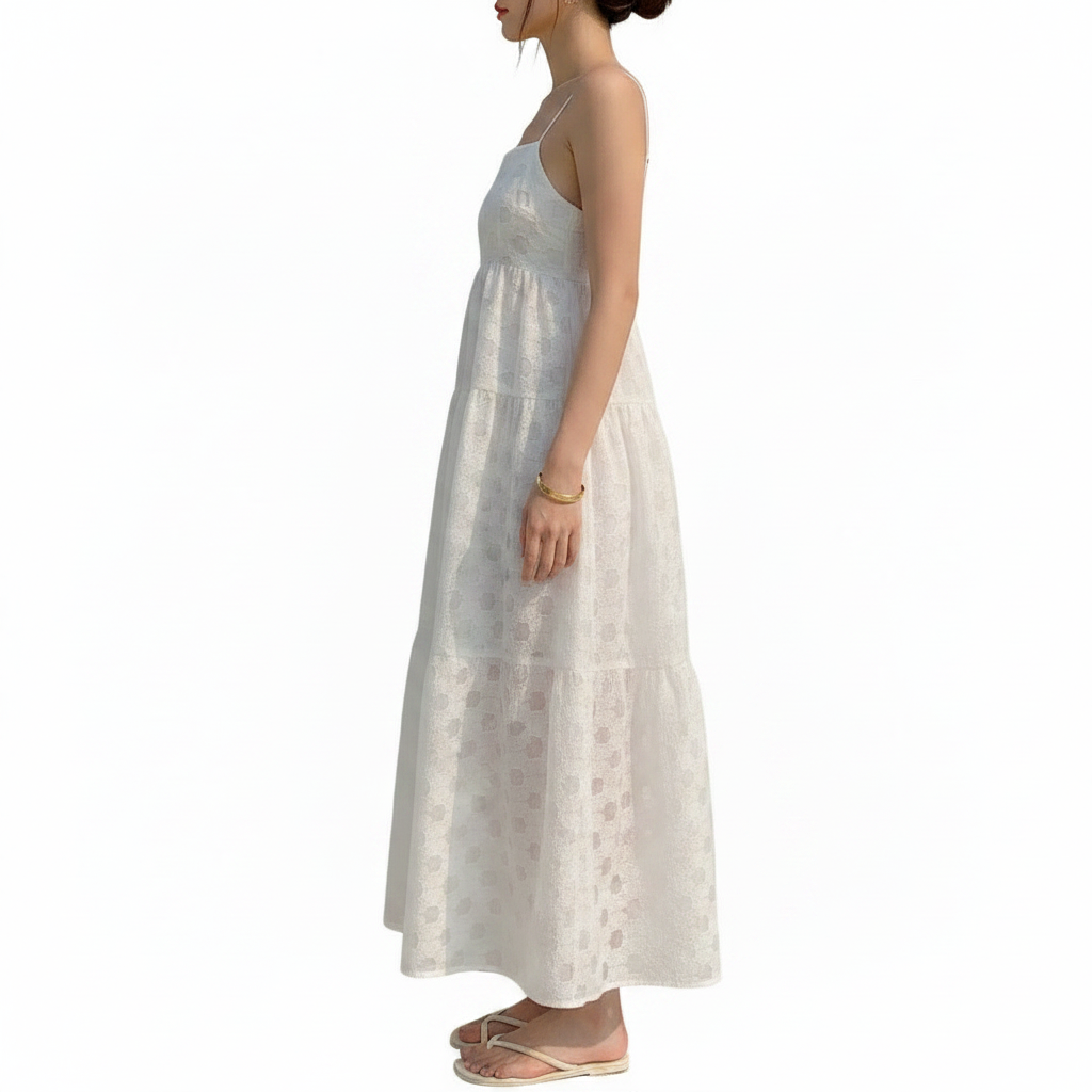 Women's Textured Sleeveless Maxi Dress with Spaghetti Straps 8