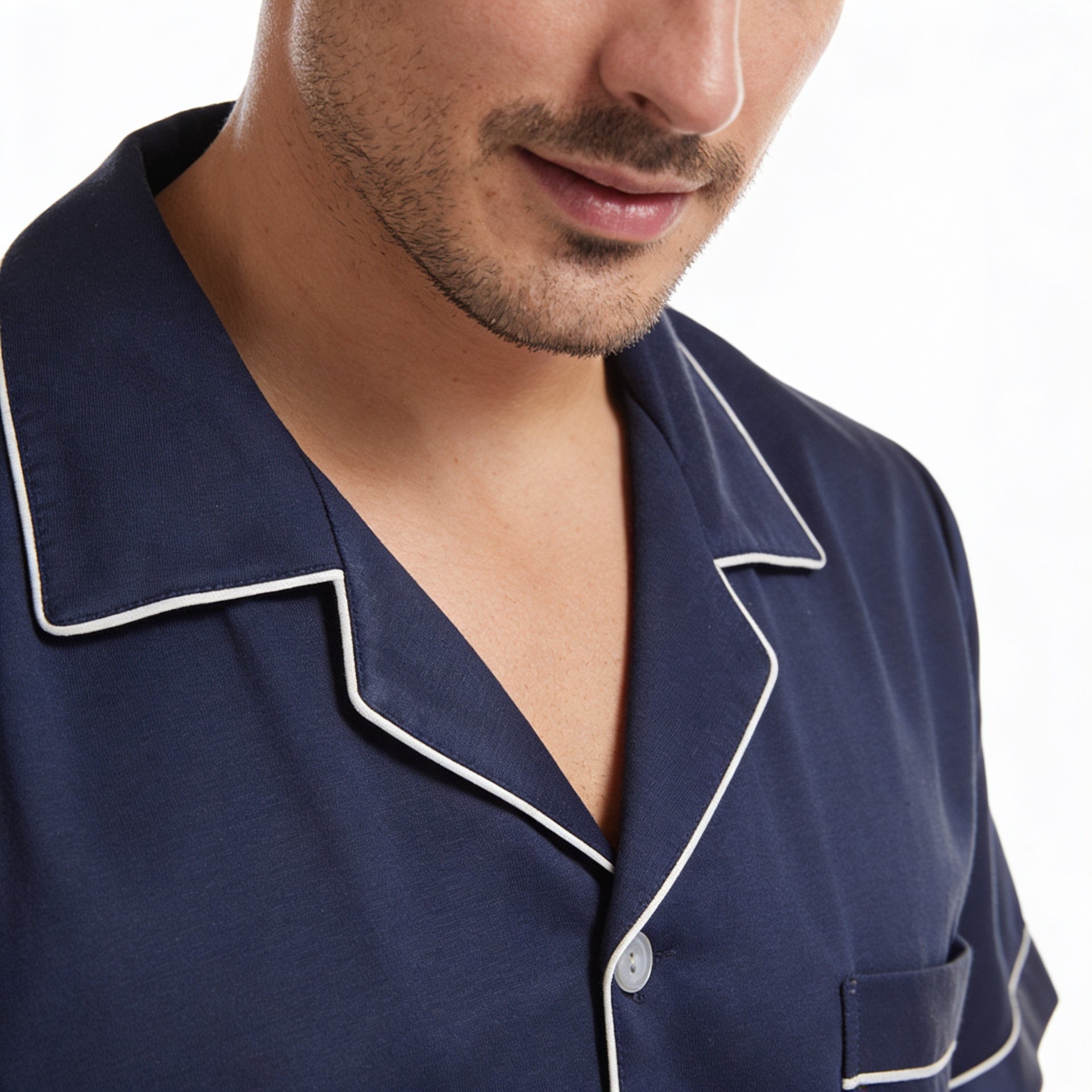 Men’s Slim Fit Short Sleeve T-Shirt and Shorts Set with White Stripe Sleeves 3