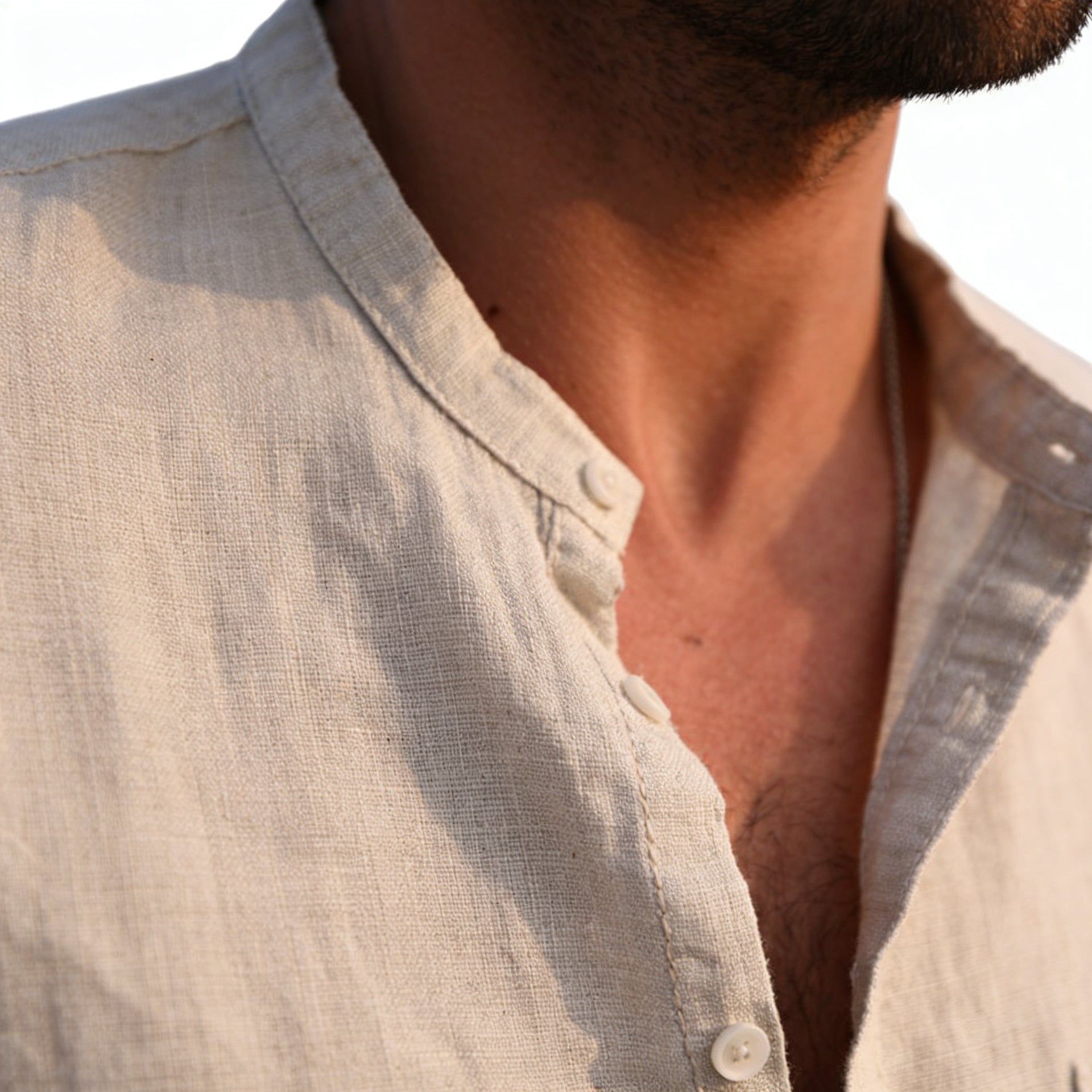 Men Vintage White Shirt Button Linen Shirts 2