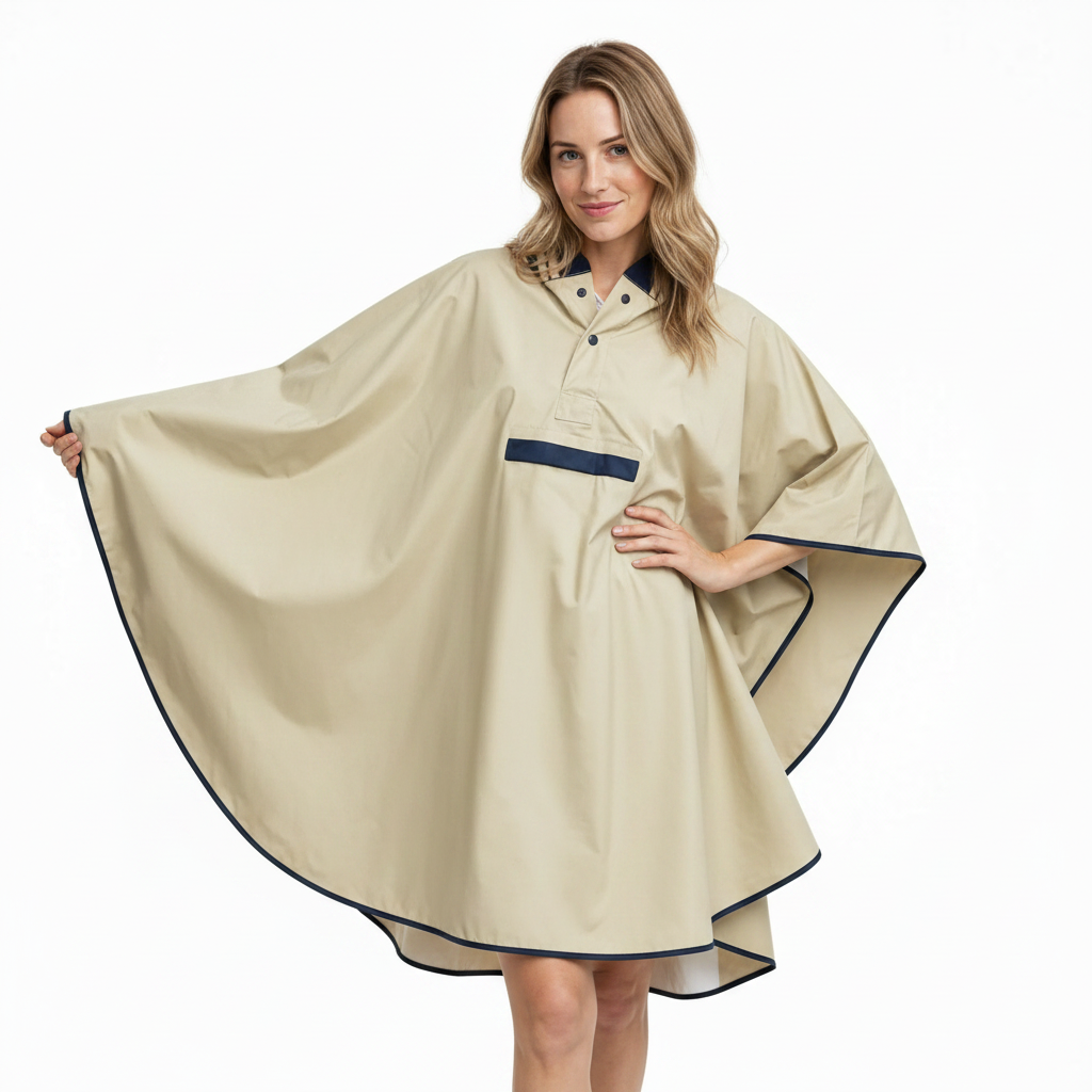 Cloak Raincoat with Polyester Fiber for Hiking and Biking