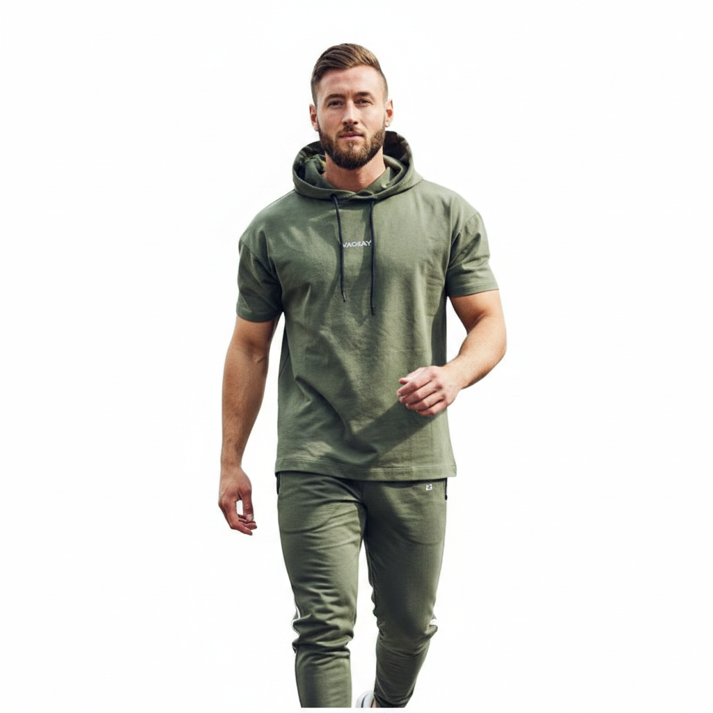 Men’s Short Sleeve Hoodie and Jogger Pants Set