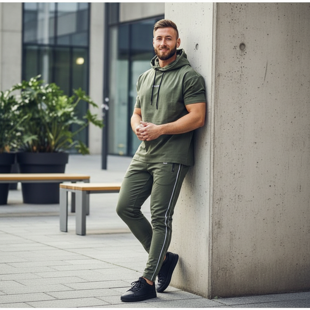 Men’s Short Sleeve Hoodie and Jogger Pants Set 7