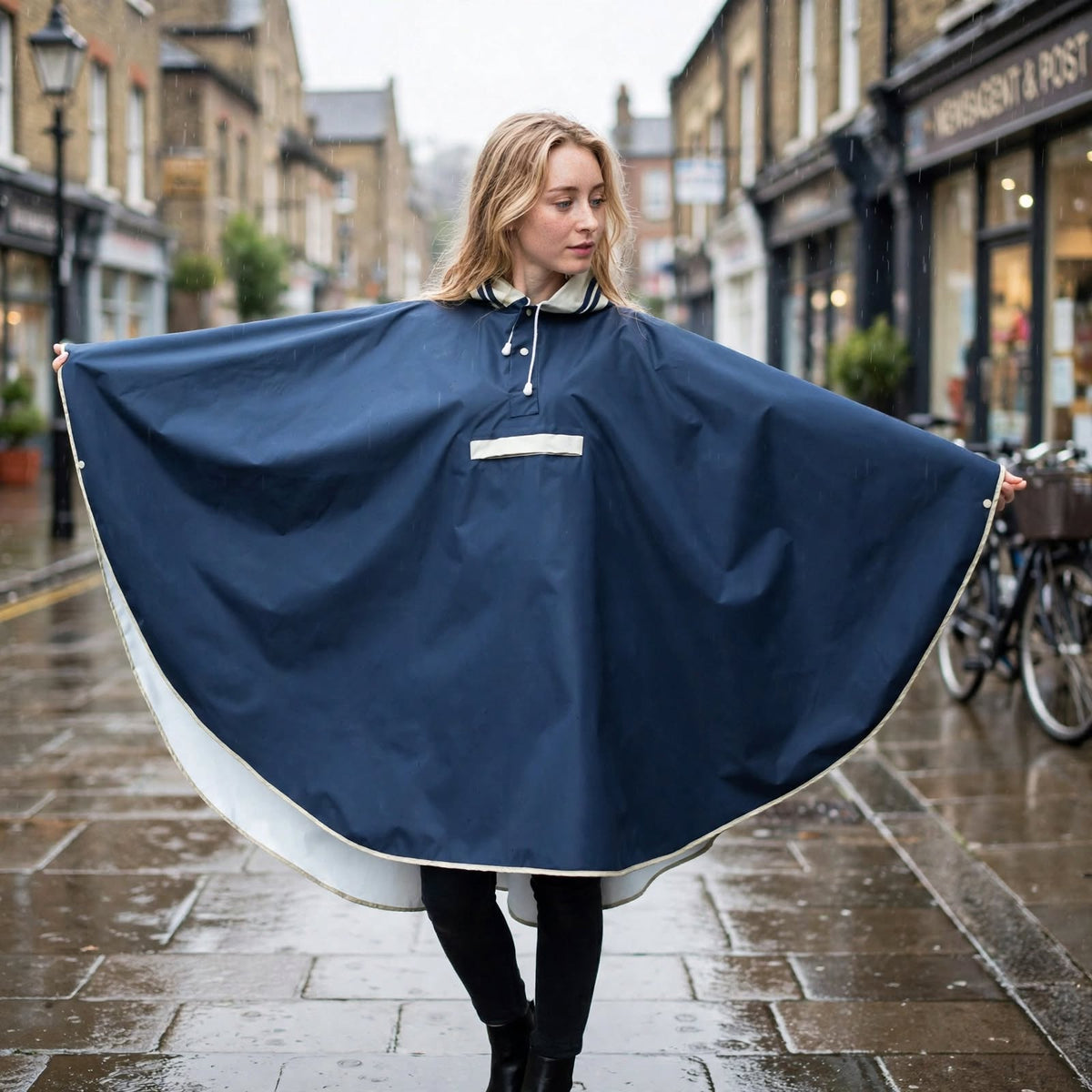 Cloak Raincoat with Polyester Fiber for Hiking and Biking